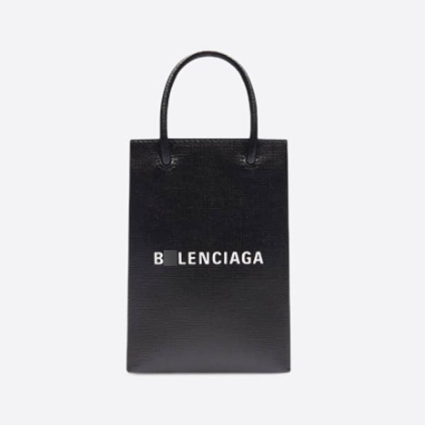 발렌시아가 화이트 스퀘어 카프스킨 Shopping Phone Holder 백 5938260AI2N1000