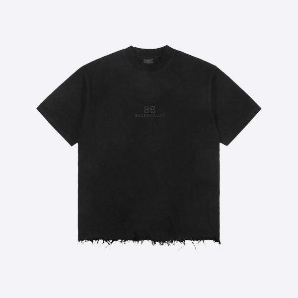 발렌시아가 BB 클래식 크롭드 티셔츠 오버사이즈 블랙