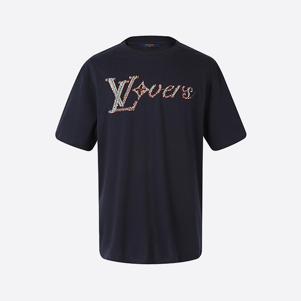 루이비통 LV Vers 엠벨리쉬드 쇼트 슬리브 티셔츠 네이비