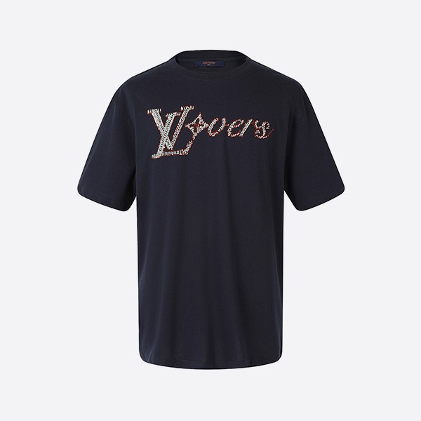 루이비통 LV Vers 엠벨리쉬드 쇼트 슬리브 티셔츠 네이비
