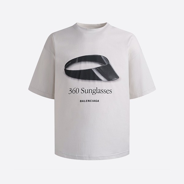발렌시아가 360 선글라스 티셔츠 미디엄 핏 더티 화이트